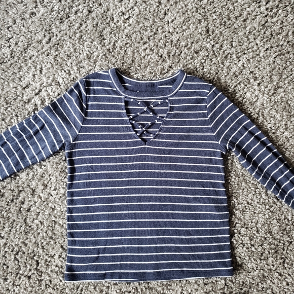Womens Extra Small Blue and White Stripe Sweater - Picture 2 of 6